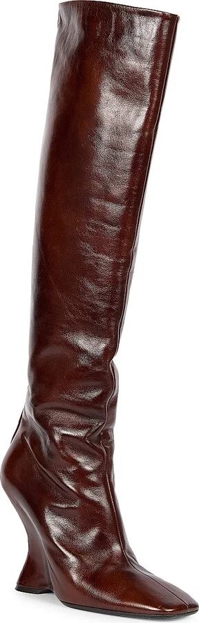 Women's 105MM Leather Boots - Dark Brown - Size 6 - Image 2
