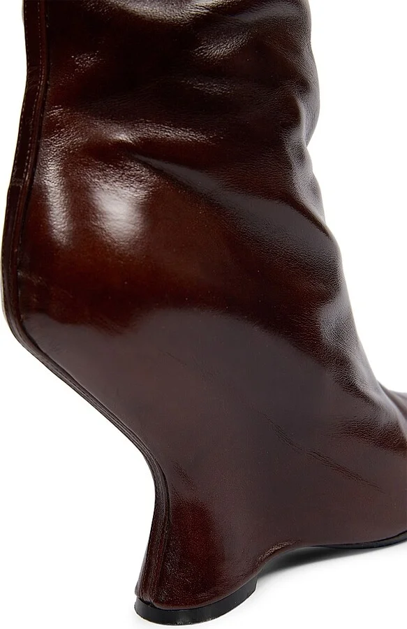 Women's 105MM Leather Boots - Dark Brown - Size 6 - Image 4