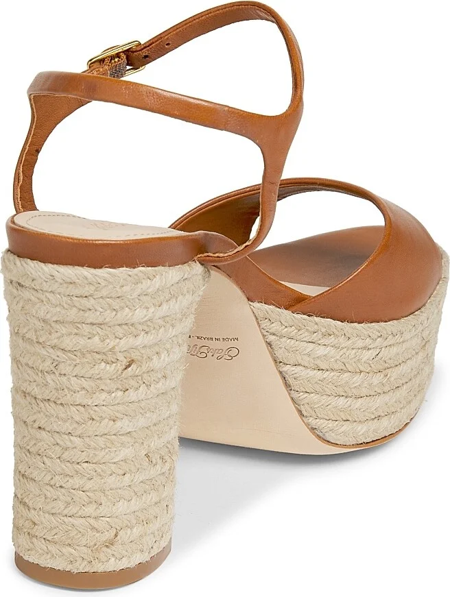 Women's 105MM Leather Platform Sandals - Miele - Size 9 - Image 3