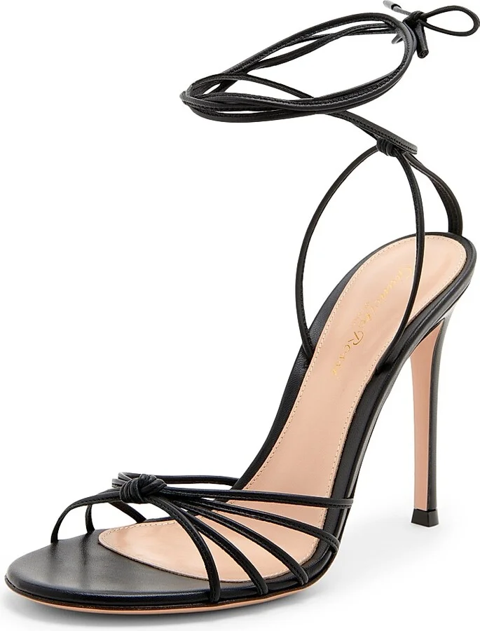 Women's 105MM Leather Stiletto-Heel Sandals - Black - Size 5 - Image 2