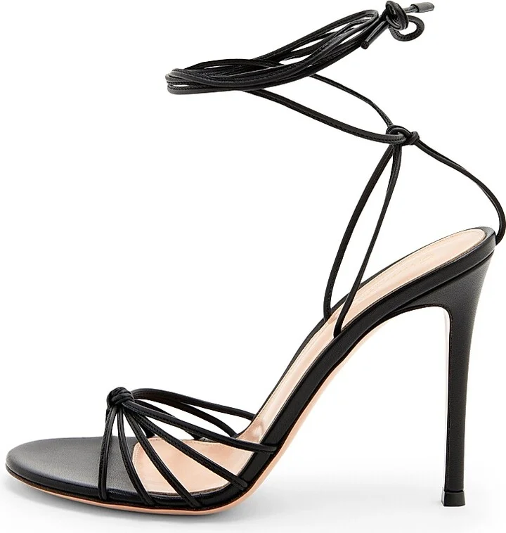 Women's 105MM Leather Stiletto-Heel Sandals - Black - Size 5 - Image 3