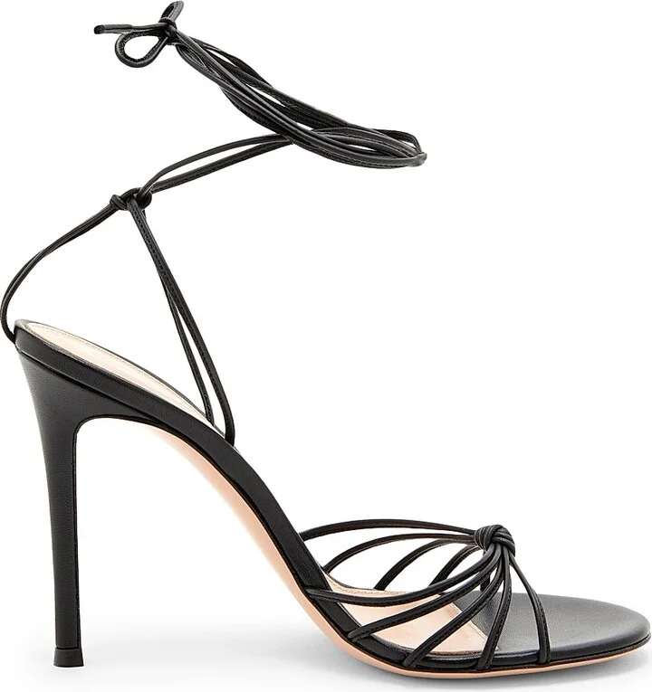 Women's 105MM Leather Stiletto-Heel Sandals - Black - Size 5