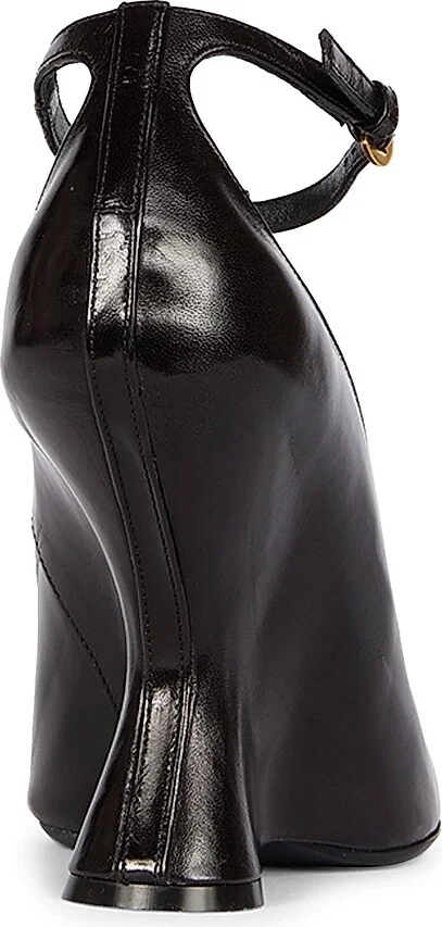 Women's 105MM Leather Wedge-Heel Pumps - Black - Size 6 - Image 3