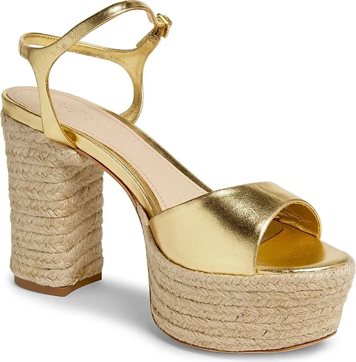 Women's 105MM Metallic Leather Platform Sandals - Light Gold - Size 9 - Image 2