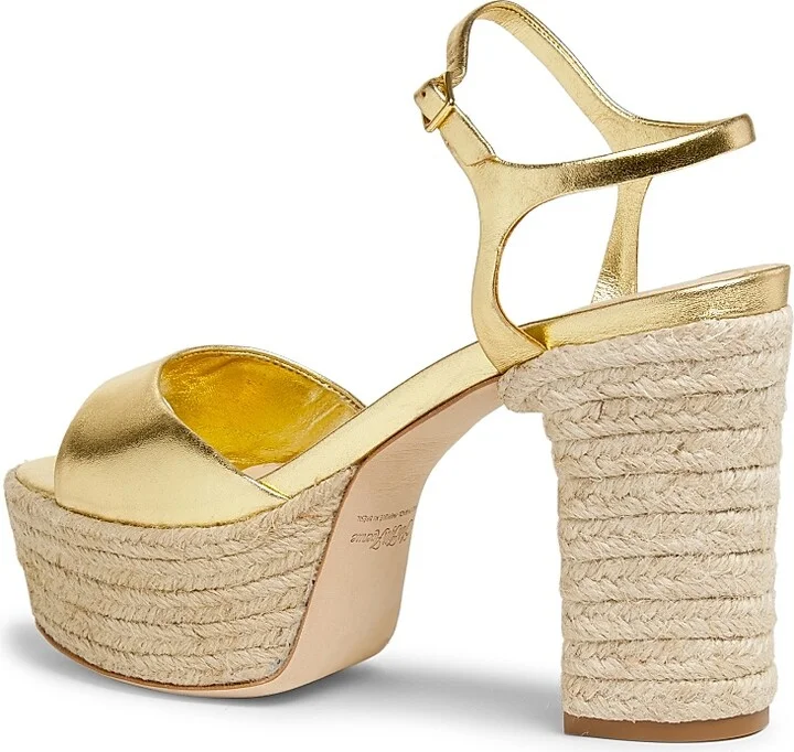 Women's 105MM Metallic Leather Platform Sandals - Light Gold - Size 9 - Image 3
