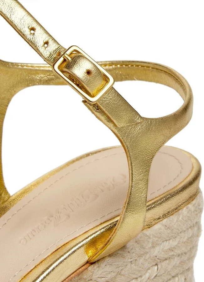 Women's 105MM Metallic Leather Platform Sandals - Light Gold - Size 9 - Image 6