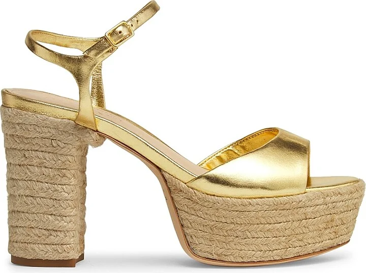 Women's 105MM Metallic Leather Platform Sandals - Light Gold - Size 9