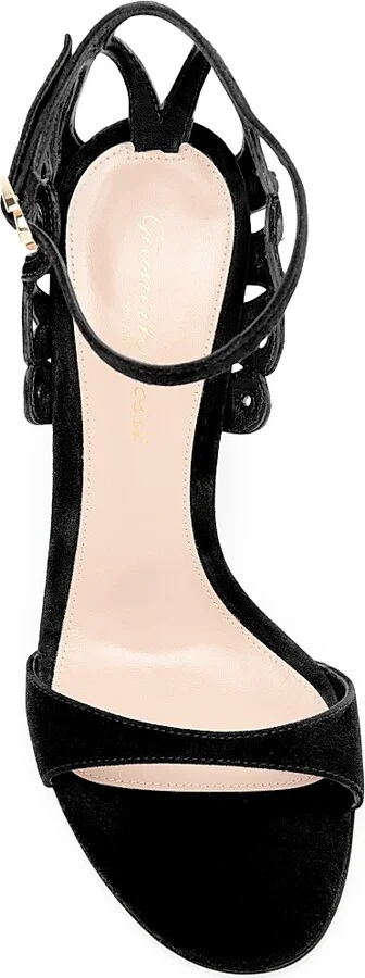 Women's 105MM Scalloped Suede Sandals - Black - Size 6 - Image 4