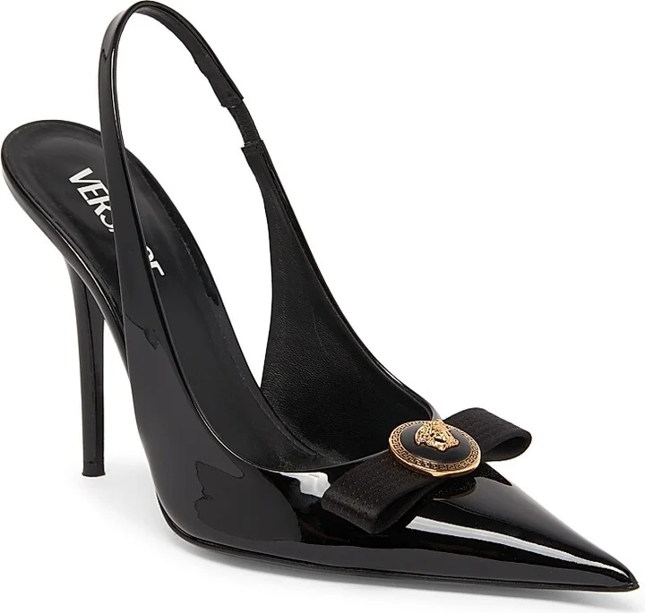 Women's 110MM Patent Leather Slingback Pumps - Black - Size 6 - Image 2