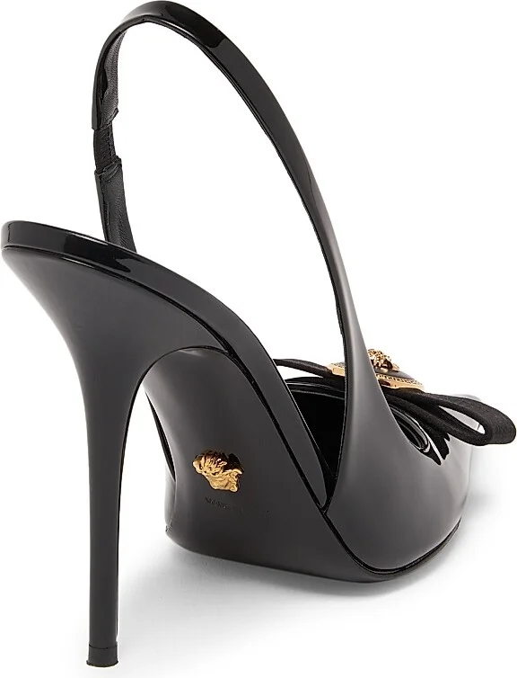 Women's 110MM Patent Leather Slingback Pumps - Black - Size 6 - Image 3
