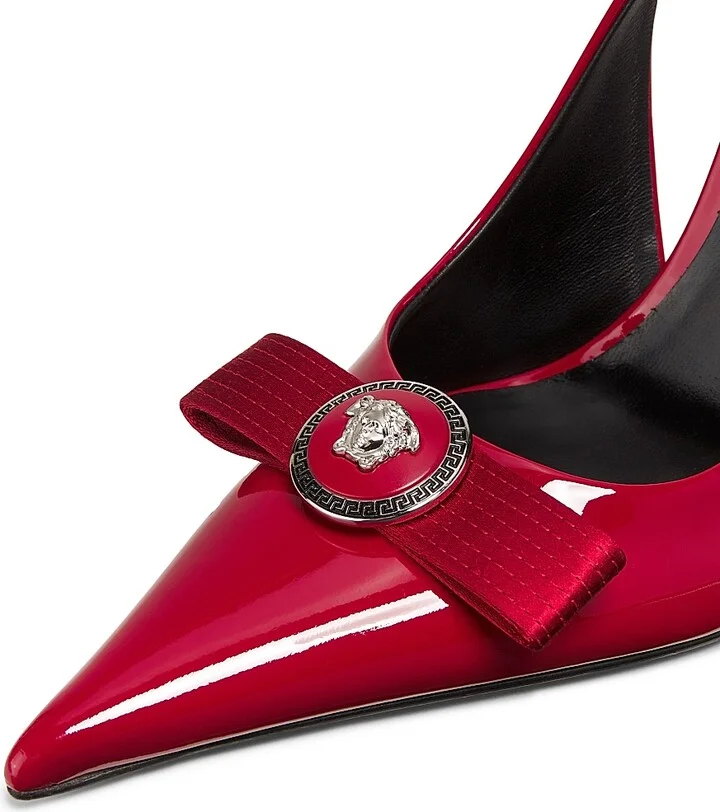 Women's 110MM Patent Leather Slingback Pumps - Black - Size 6 - Image 9