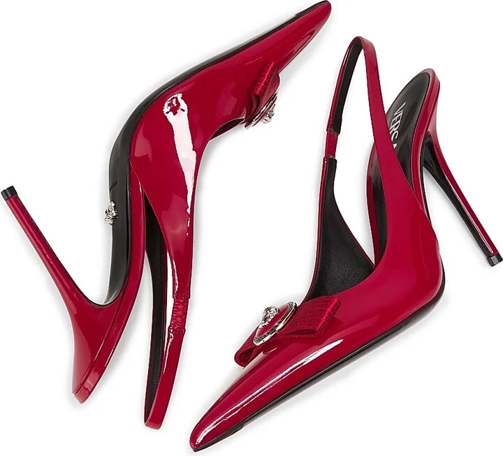 Women's 110MM Patent Leather Slingback Pumps - Black - Size 6 - Image 10