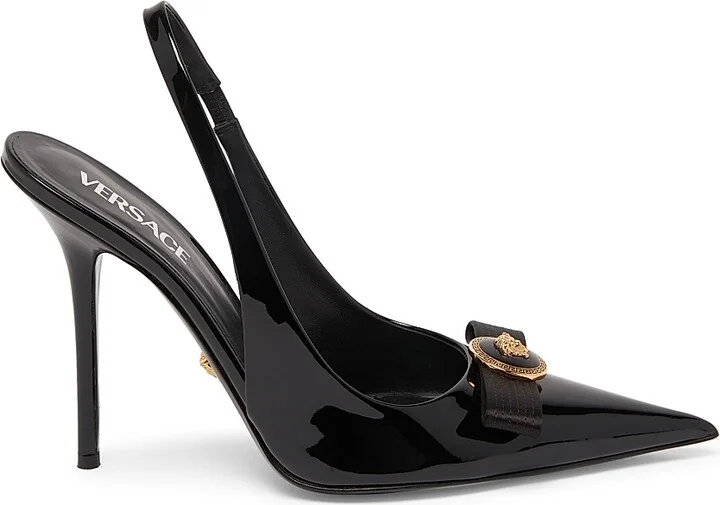Women's 110MM Patent Leather Slingback Pumps - Black - Size 6