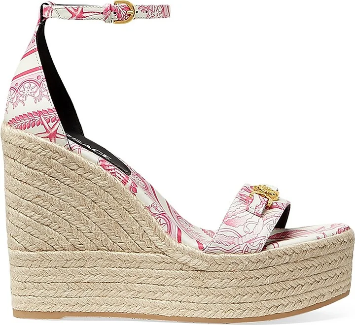 Women's 120MM Baroque Leather Espadrilles - Eggshell Bright Blue Gold - Size 6 - Image 9