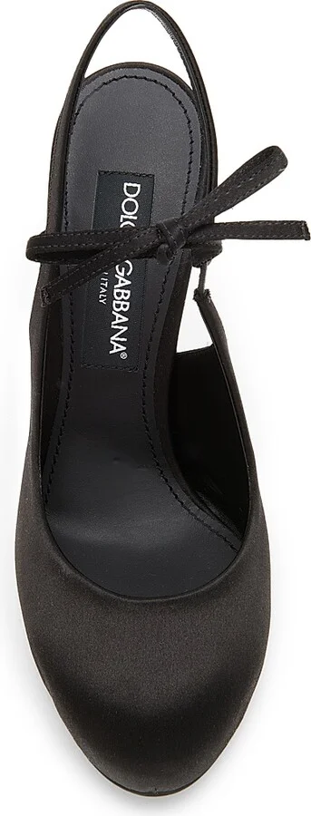 Women's 125MM Satin Slingback Platform Pumps - Nero - Size 6 - Image 4