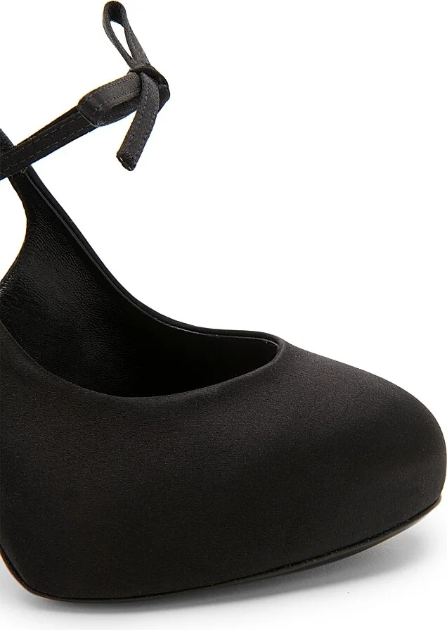 Women's 125MM Satin Slingback Platform Pumps - Nero - Size 6 - Image 5