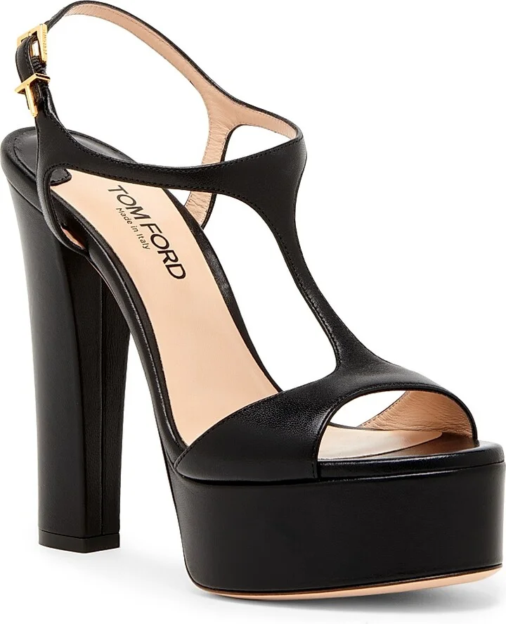 Women's 130MM Leather Platform Sandals - Black - Size 6 - Image 2
