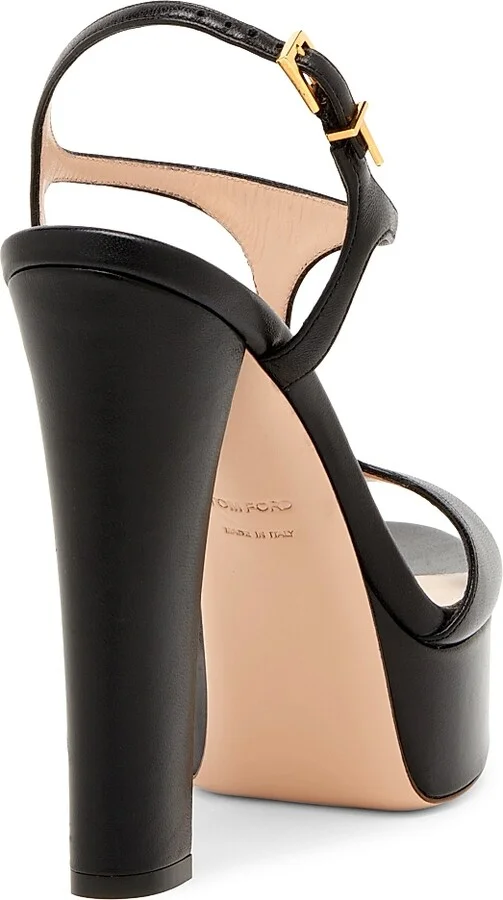 Women's 130MM Leather Platform Sandals - Black - Size 6 - Image 3