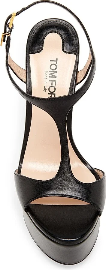 Women's 130MM Leather Platform Sandals - Black - Size 6 - Image 4