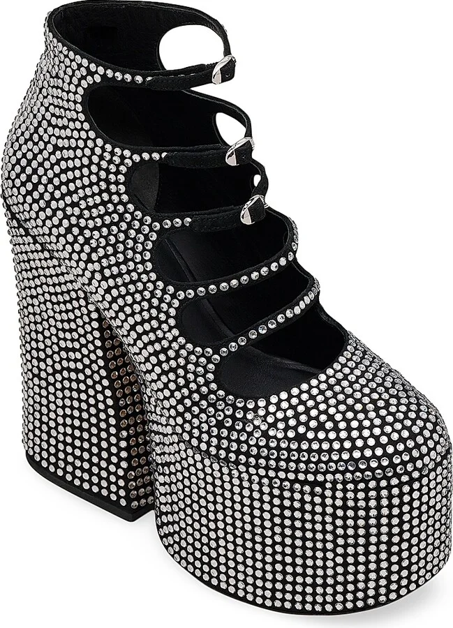 Women's 160MM The Rhinestone Kiki Ankle Boots - Black Crystal - Size 6 - Image 2