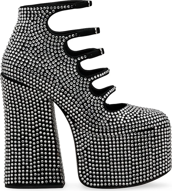 Women's 160MM The Rhinestone Kiki Ankle Boots - Black Crystal - Size 6
