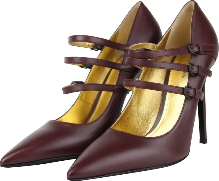 Women's 3 Straps Mahogany Leather Heels (39.5 EU / 9.5 US) - Image 2