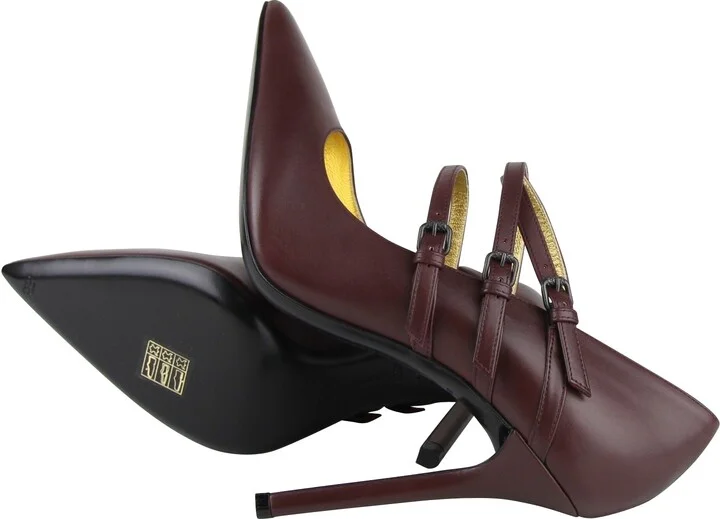Women's 3 Straps Mahogany Leather Heels (39.5 EU / 9.5 US) - Image 8