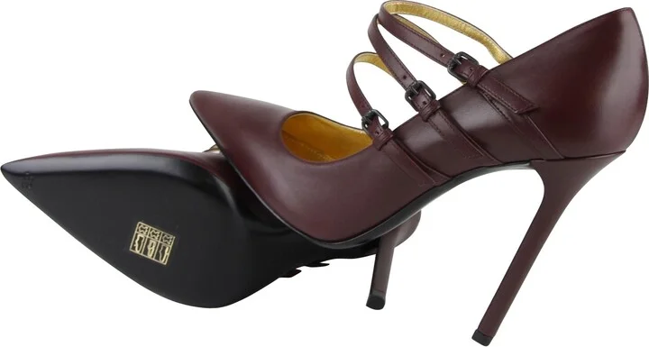 Women's 3 Straps Mahogany Leather Heels (39.5 EU / 9.5 US) - Image 9