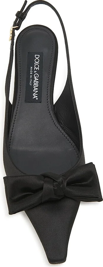 Women's 30MM Bow-Detailed Satin Kitten-Heel Pumps - Nero - Size 6 - Image 5