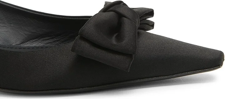 Women's 30MM Bow-Detailed Satin Kitten-Heel Pumps - Nero - Size 6 - Image 6