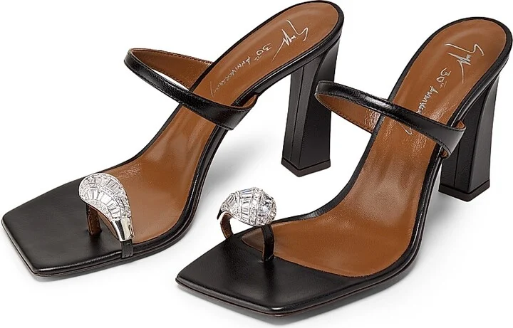 Women's 30th Anniversary 90MM Leather Toe Ring Sandals - Nero - Size 5 - Image 2