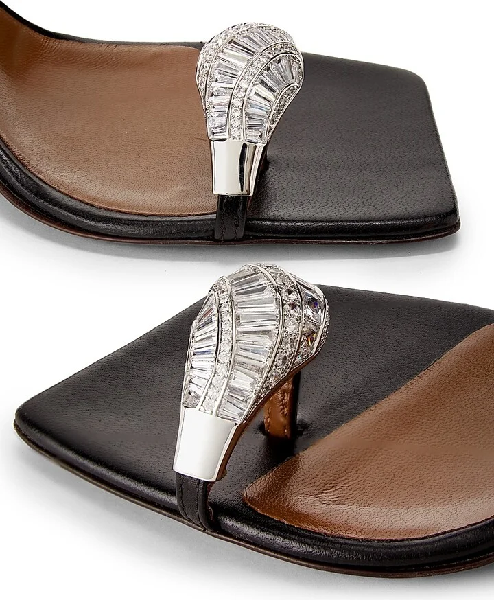 Women's 30th Anniversary 90MM Leather Toe Ring Sandals - Nero - Size 5 - Image 5