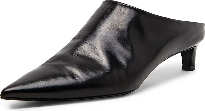 Women's 35MM Leather Kitten-Heel Mules - Black - Size 6 - Image 2