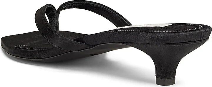 Women's 35MM Satin Slip-On Sandals - Black - Size 5 - Image 3