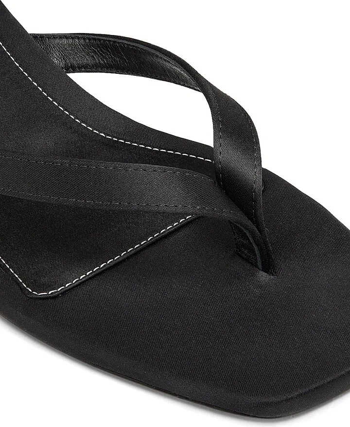 Women's 35MM Satin Slip-On Sandals - Black - Size 5 - Image 5