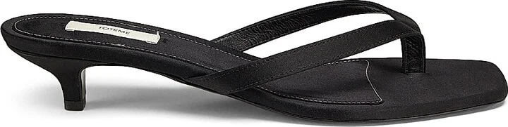 Women's 35MM Satin Slip-On Sandals - Black - Size 5