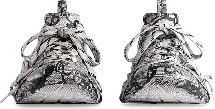 Women's 3XL Extreme Graffiti Sneakers - White Black - Size 5 - Image 4