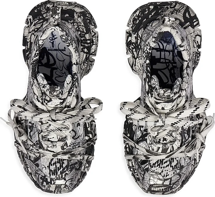 Women's 3XL Extreme Graffiti Sneakers - White Black - Size 5 - Image 5