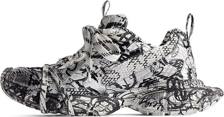 Women's 3XL Extreme Graffiti Sneakers - White Black - Size 5 - Image 6