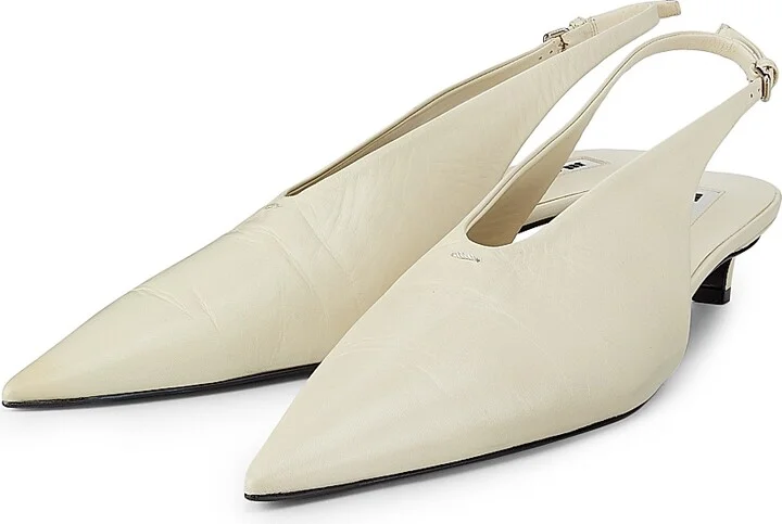 Women's 40MM Leather Slingback Pumps - Chalk - Size 6 - Image 2