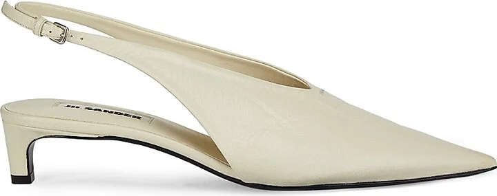 Women's 40MM Leather Slingback Pumps - Chalk - Size 6