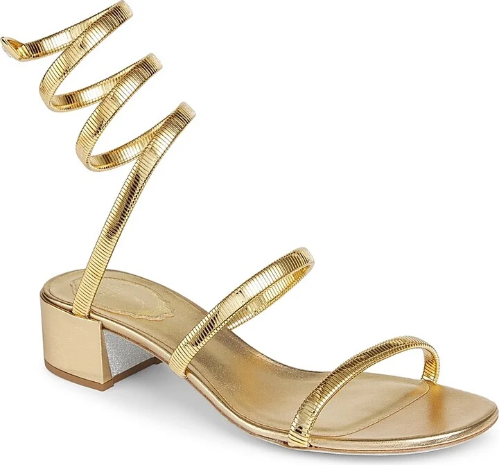 Women's 40MM Metallic Leather Wrap Sandals - Gold - Size 7.5 - Image 2