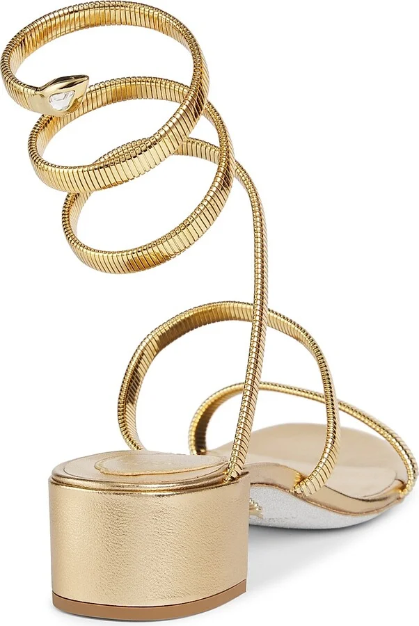Women's 40MM Metallic Leather Wrap Sandals - Gold - Size 7.5 - Image 3