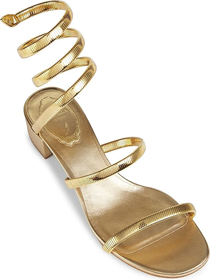 Women's 40MM Metallic Leather Wrap Sandals - Gold - Size 7.5 - Image 4