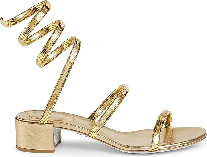 Women's 40MM Metallic Leather Wrap Sandals - Gold - Size 7.5