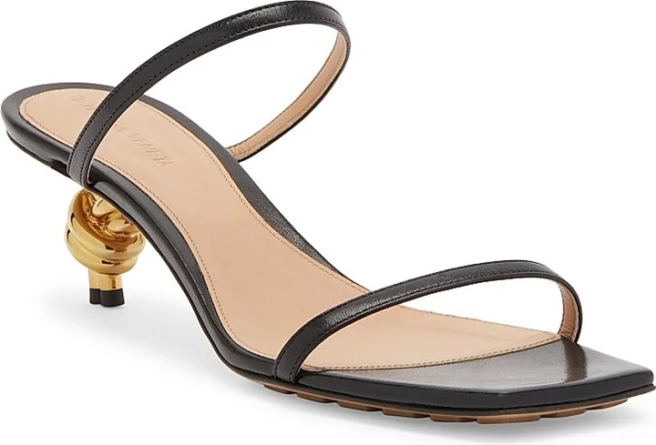 Women's 45MM Knot Heel Leather Sandals - Black - Size 6 - Image 2