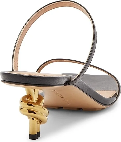 Women's 45MM Knot Heel Leather Sandals - Black - Size 6 - Image 3