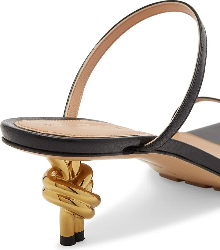 Women's 45MM Knot Heel Leather Sandals - Black - Size 6 - Image 6