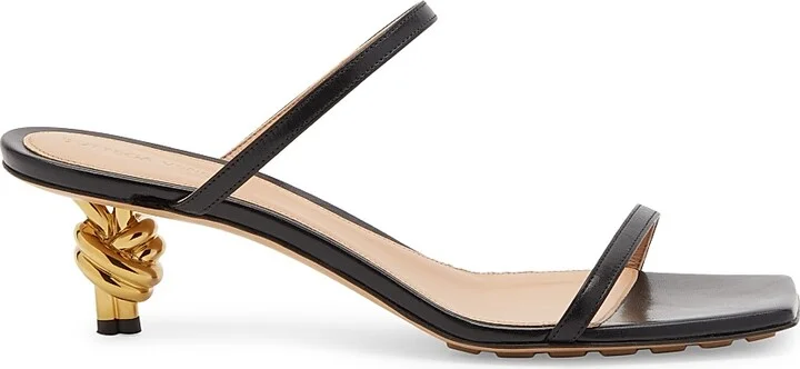 Women's 45MM Knot Heel Leather Sandals - Black - Size 6
