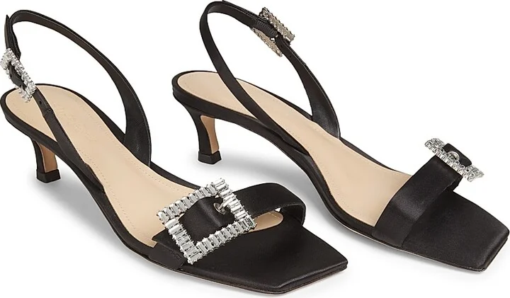 Women's 45MM Satin Slingback Sandals - Black - Size 6 - Image 2